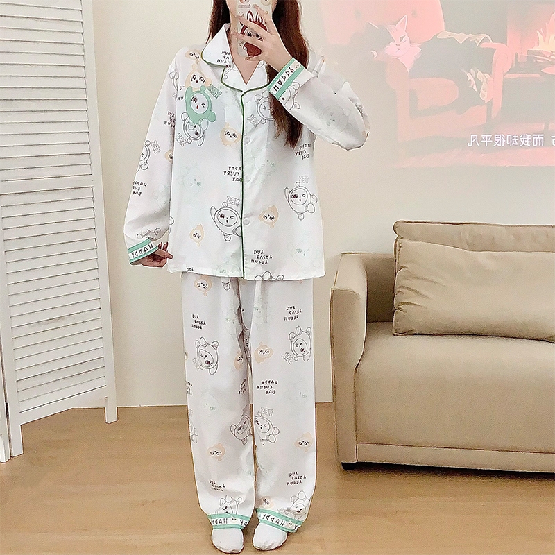 🔥ไหมอิตาลี🔥 บิ๊กไซส์ อก 42-50 ชุดนอนแขนยาว-ขายาว ลายการ์ตูน ลำลอง L-4XL สไตส์เกาหลี ผ้าเบาบาง พร้อมส่งจากไทย - รูปที่ 7