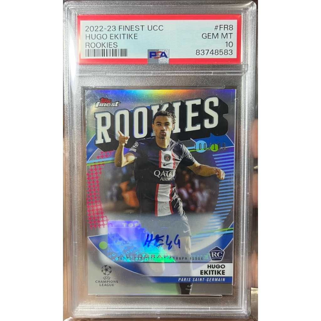 Hugo Ekitike (Paris Saint-Germain) RC 100/100 PSA 10 Gem MT **POP 1**Topps Finest UCC 2022-23รันสวยๆ