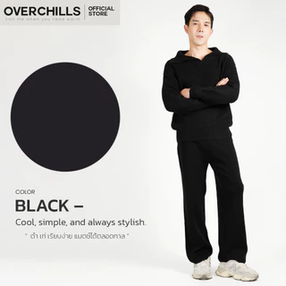 Overchills AIRPORT LOOK SET ผู้ชาย ชุดเซตแขนยาวไหมพรม คอปก 1 เซต มี 2 ชิ้น เสื้อ+กางเกง