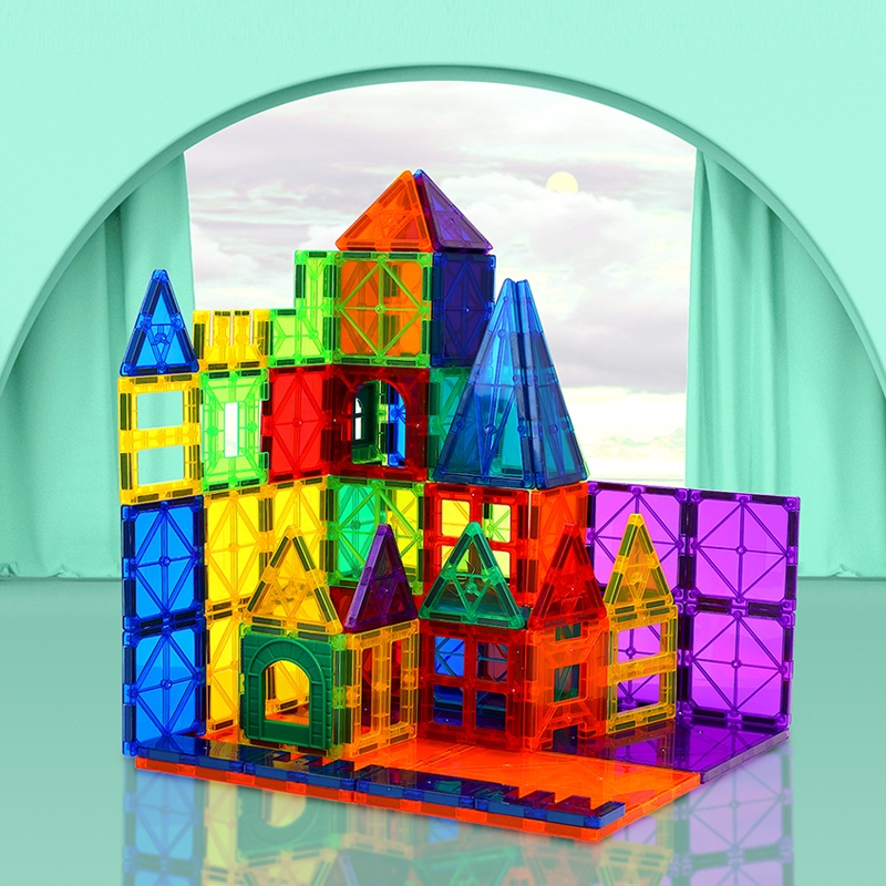 ตัวต่อแม่เหล็ก 148ชิ้น ใหญ่ ตัวต่อแม่เหล็กเสริมพัฒนาการ Magnatic Building Magnatic tiles