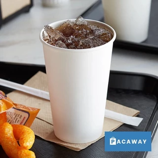แก้วกระดาษเย็น สีขาว 12oz 16oz 22oz ถ้วยกระดาษที่ใช้แล้วทิ้ง Paper Cold Cup