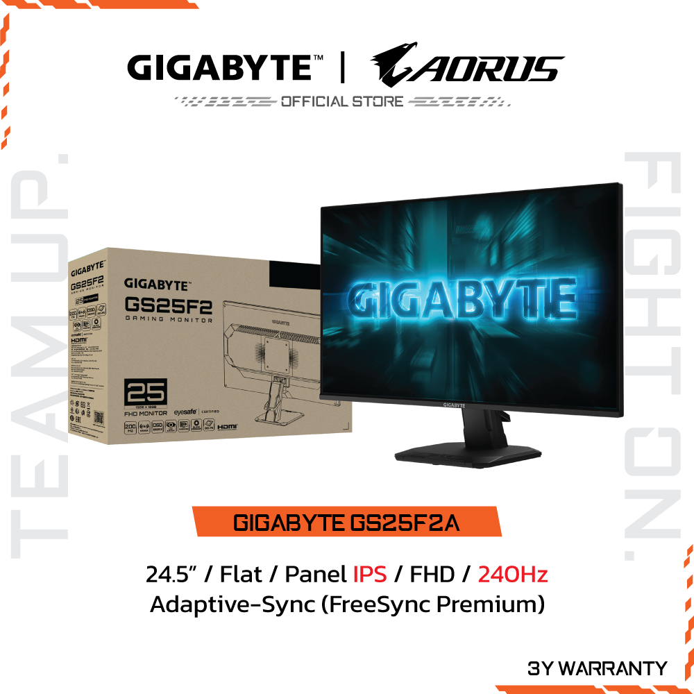 GIGABYTE GS25F2A Gaming Monitor (จอมอนิเตอร์) | 24.5" FHD | SS-IPS | 1ms | 240Hz | Adaptive-Sync