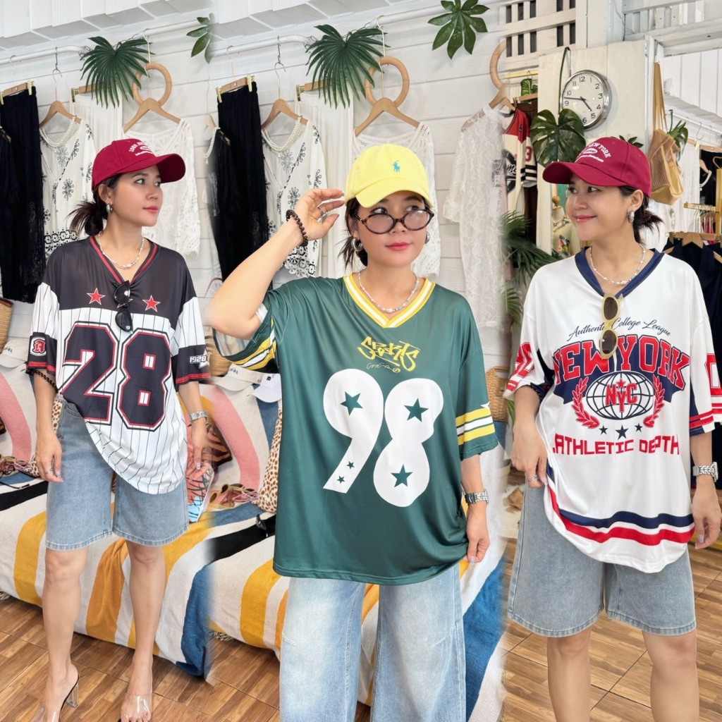 5-537ss เสื้อกีฬาเบสบอลไตล์ 🛍️ผ้าเย็นใส่สบาย ยืดได้เยอะ สกรีนลายเท่ๆแมตซ์ง่ายลุคชิวๆสบายๆ｡. *.:｡✿*