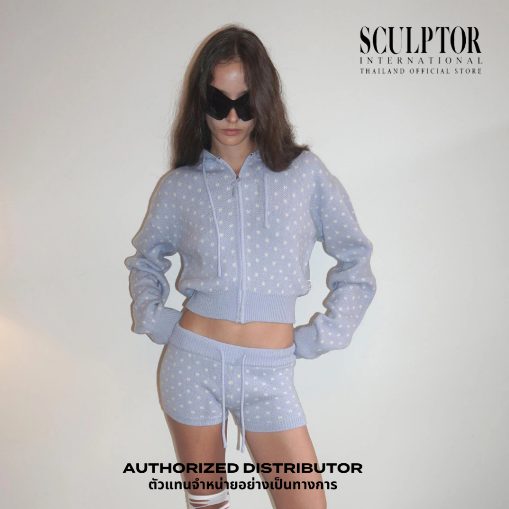 SCULPTOR® เสื้อฮูดดี้ Snowflake Knit Zip-Up