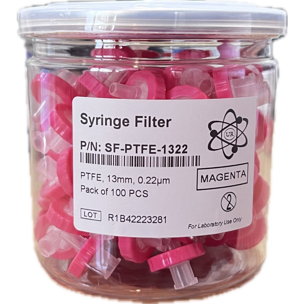 Syringe Filter PTFE Hydrophobic 13 mm 0.22 um (100/pk)