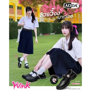 ADDA wink รองเท้านักเรียนหญิง เด็กนักเรียน 41T01W1 size 30-43 สีดำ