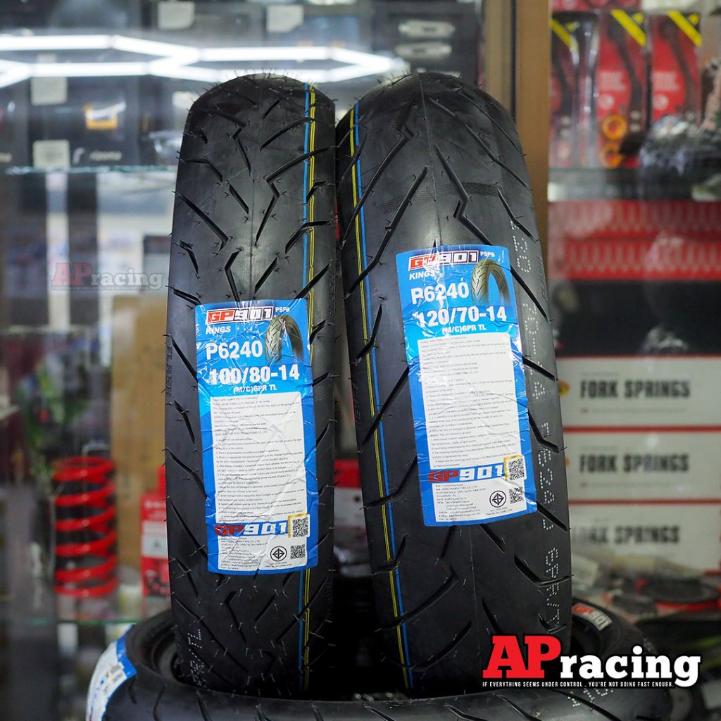 HELIOS GP901 ป้ายฟ้า ยางนอก 1คู่ PCX 150 100/80-14 ปี25  120/70-14 ปี25 ยาง GP 901 เฮริออส ยางรถมอเต