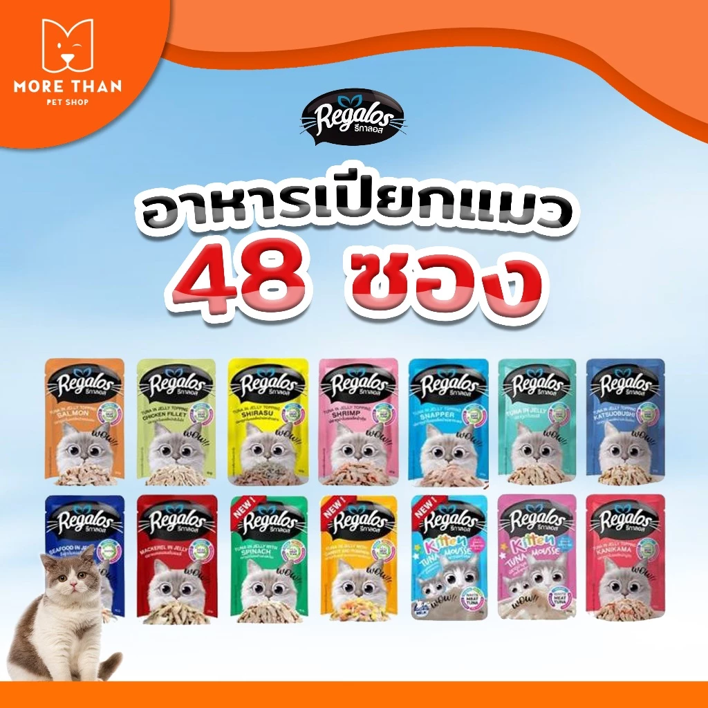 (48ซอง) Regalos รีกาลอส อาหารแมว อาหารเปียก/เพาซ์ แบบซอง ขนาด70g 1กล่อง 48ซอง/1ลัง