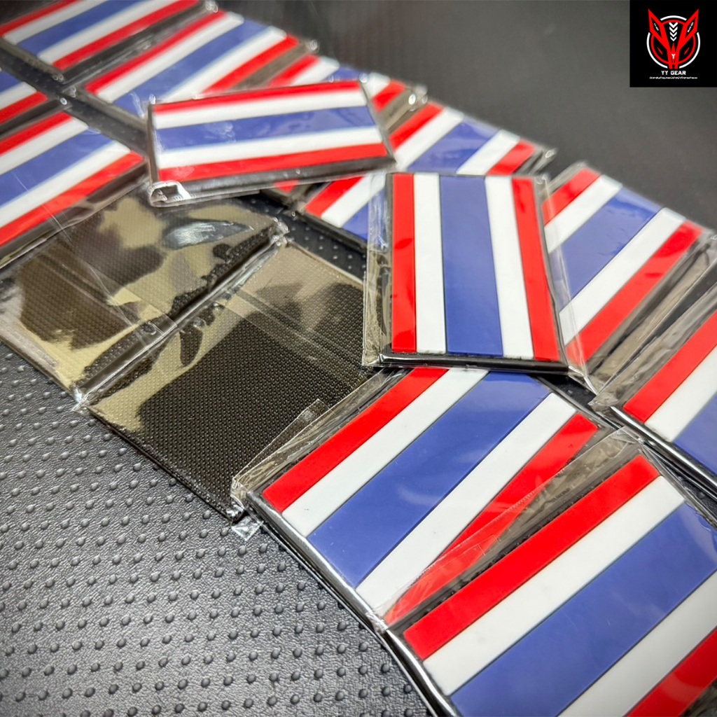 ป้ายอาร์ม แผ่นยาง PVC 5*8ซม. ธงชาติไทย ไม่สะท้อนแสง ตีนตุ๊กแกสำหรับติดเสื้อเวส หรือแขนเสื้อ