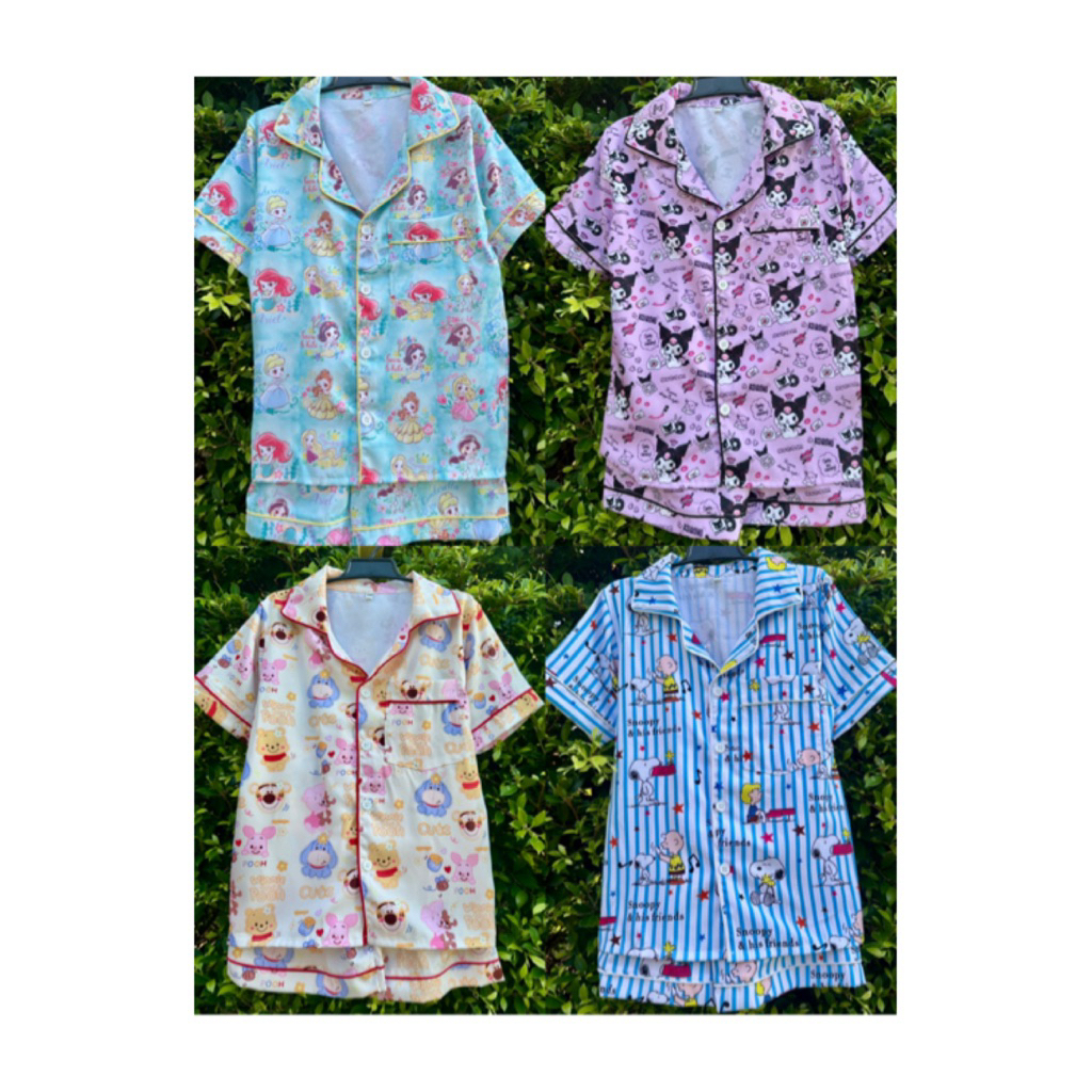 รุ่นพรีเมี่ยม ชุดนอนเด็กผ้าไหมอิตาลี่ แขนสั้น-ขาสั้น