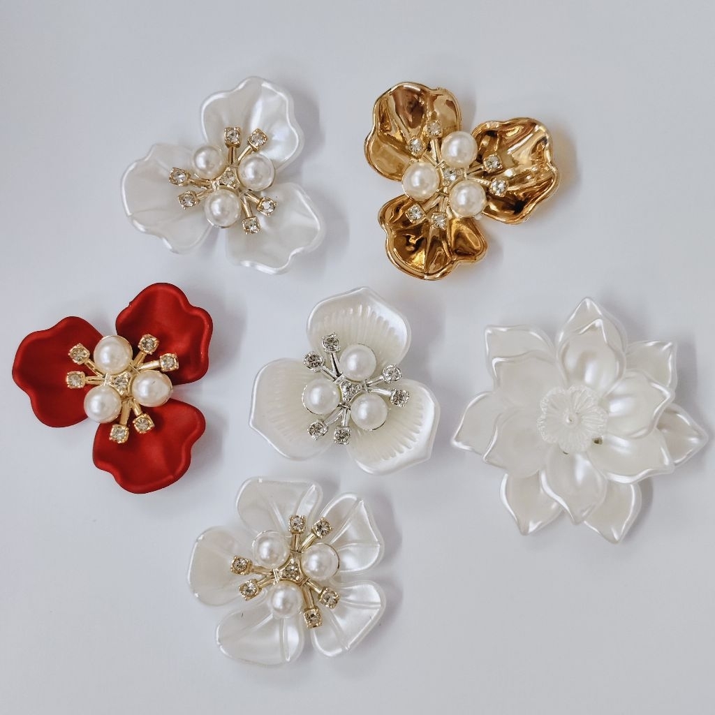 เครื่องประดับไข่มุก พลอยเทียม รูปดอกแฮนด์เมด Diy 1 ชิ้น ส่งด่วนจากไทย