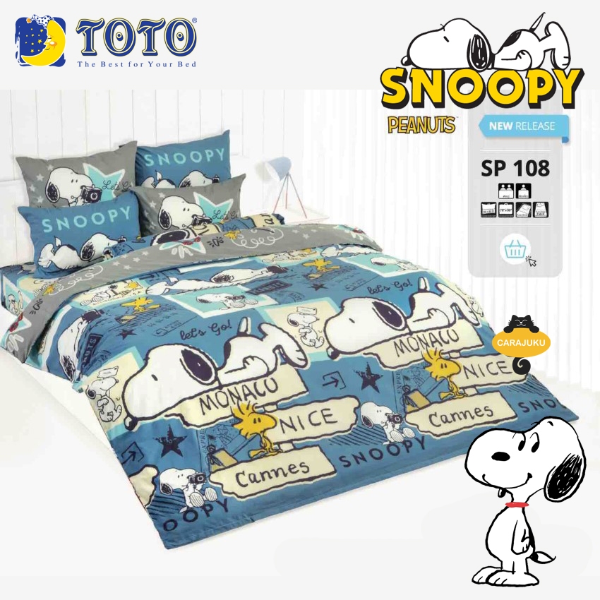 TOTO ชุดผ้าปูที่นอน โตโต้ สนูปปี้ Snoopy SP108 #สนูปี้ พีนัทส์ Peanuts