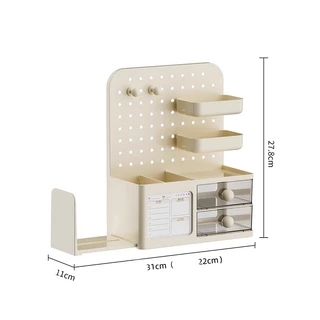 Set Storage Pegboard มีลิ้นชักเก็บของ กระดานเจาะรู ติด แขวน ตกแต่งห้อง เพิ่มพื้นที่เก็บของ ไม่ต้องเจาะผนัง