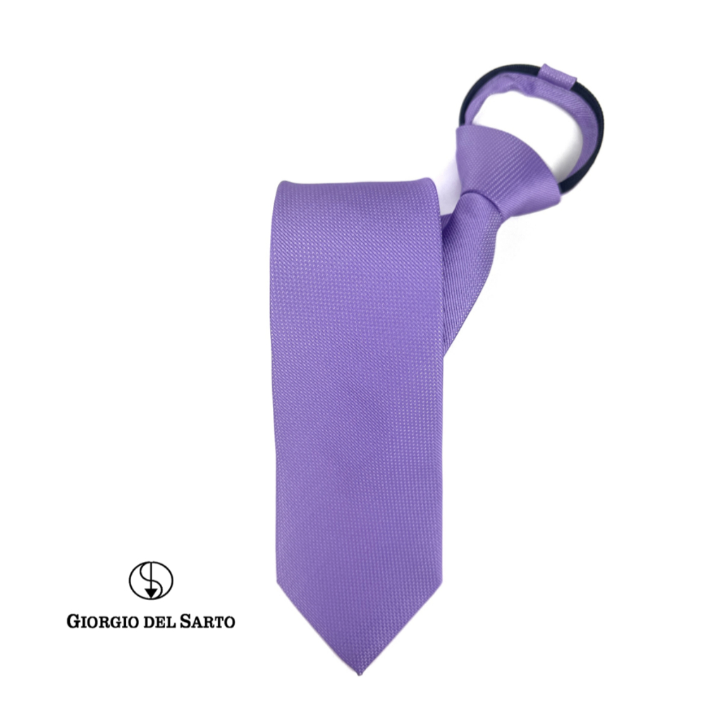 Giorgio Del Sarto Adults Zipper Tie Purple 7.5 cm ไทซิป เนคไทสำเร็จรูปสีม่วง