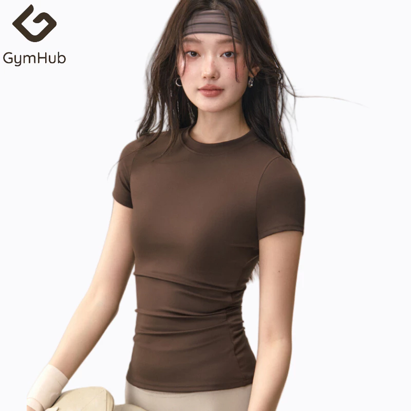 GymHub เสื้อยืดแขนสั้นรัดรูป ระบายอากาศ