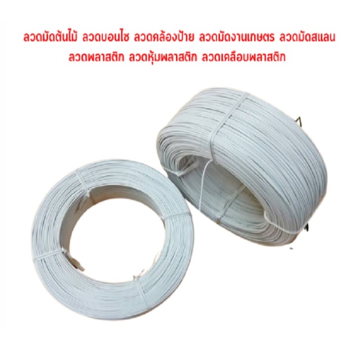 ลวดกลมชุบ PVC  รัดสาย รัดของ เส้นผ่าศูนย์กลาง 0.45    สีขาว/ดำ ยาว 100 เมตร ยกม้วน