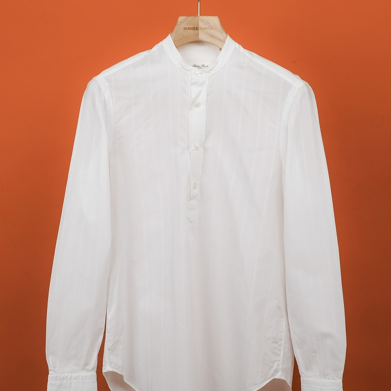 S - SALVATORE PICCOLO NAPOLI White Round-neck Cotton Pull-over Shirt