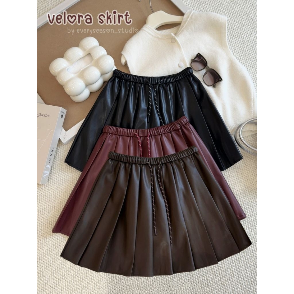Velora skirt กระโปรงพลีทหนัง หนังนิ่ม ทรงสวย