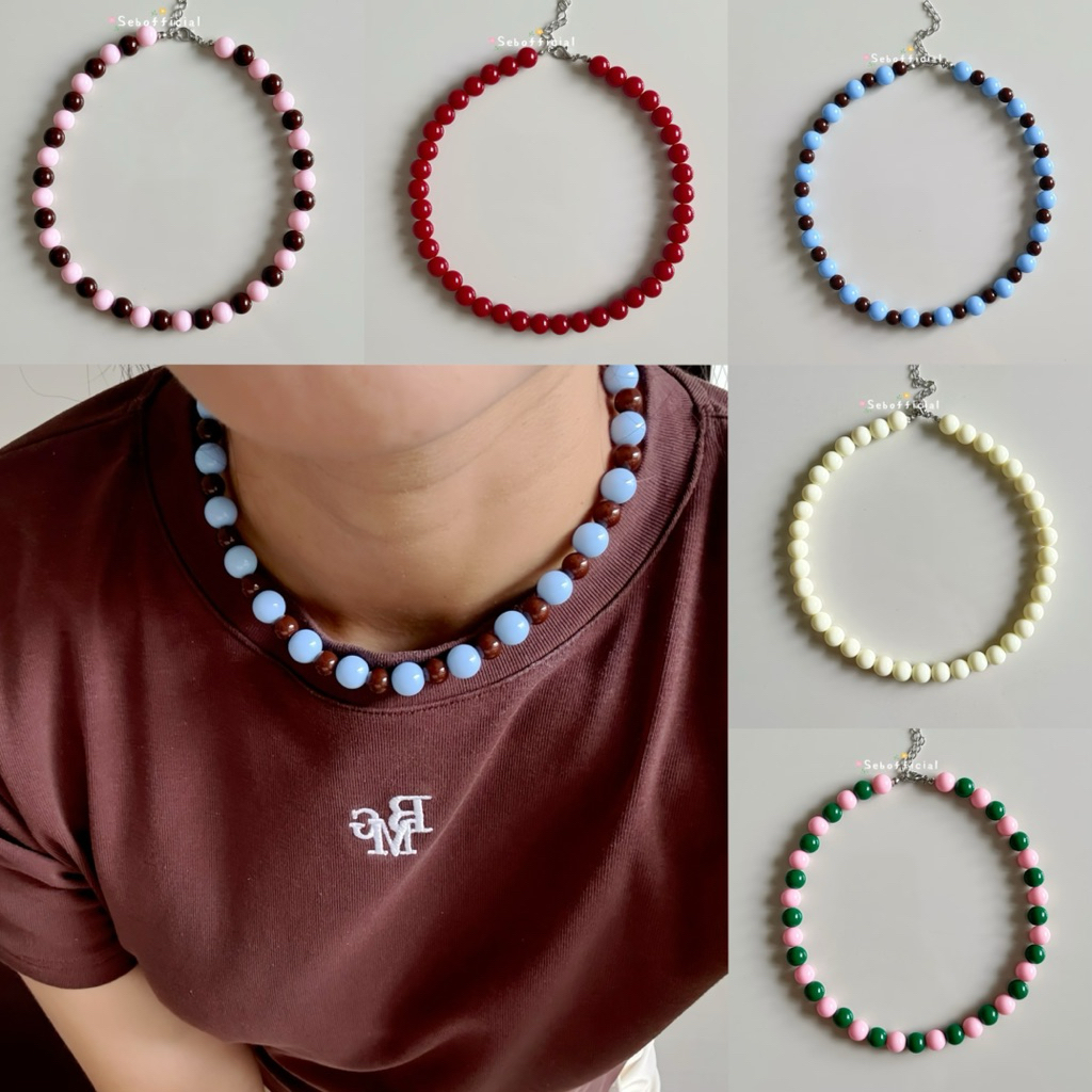 Sebofficial | Bubble Necklace (8/10mm.) ♡‧₊˚ | สร้อยคอลูกปัดอะคลิลิก สร้อยคอแฟชั่น สร้อยลูกปัดเม็ดใหญ่ รูปที่ 8