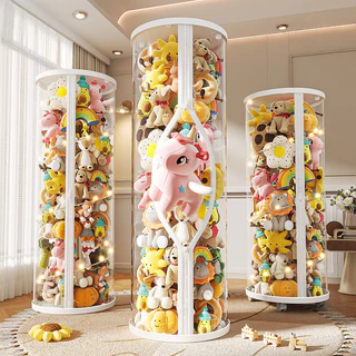 MINIHOMES ถังเก็บตุ๊กตาแบบใส มีซิปและกระดุม ผลิตจาก PET PP ทรงกระบอก ปลอดภัย พร้อมจัดส่งได้ทันที ทรงกระบอก