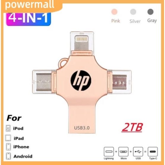 【พร้อมส่ง)】แฟลชไดรฟ์ 2TB 4-in-1 USB 3.0 Type-C สําหรับ i O Sแท็บเล็ต Android สมาร์ทโฟน PC
