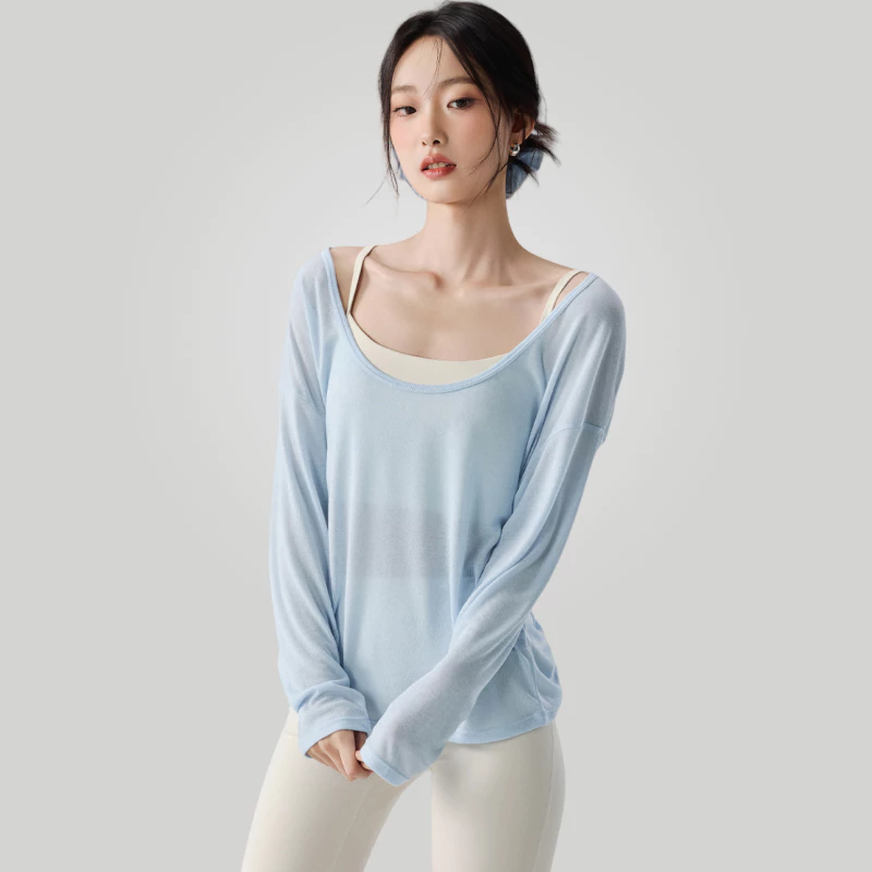 GymHub เสื้อคลุมโยคะผู้หญิง ผ้าตาข่าย แขนยาว thumbnail 7