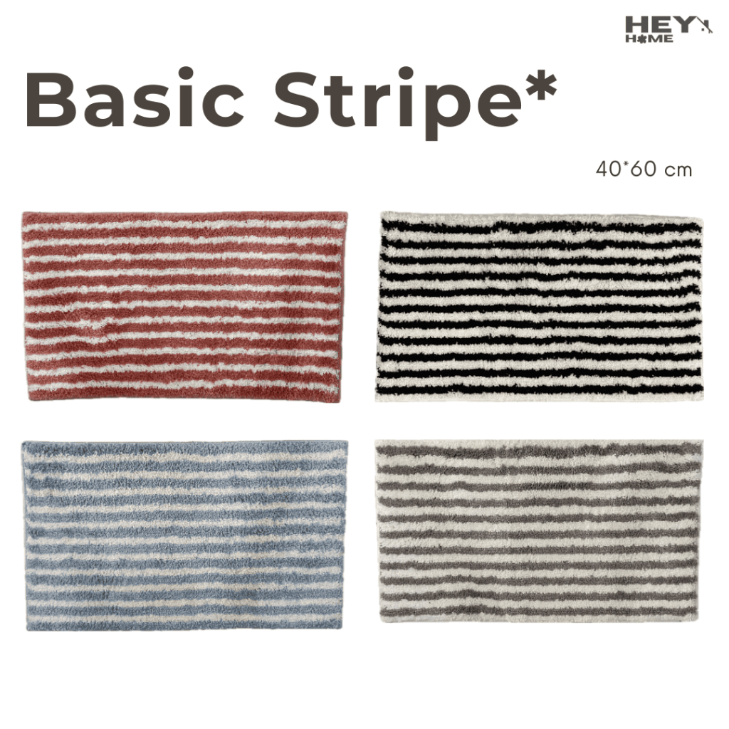 Heyhome พรมปูพื้น Basic stripe พรมแต่งบ้าน ผ้าทอ ขนนุ่มฟู ขนาด 40*70 cm.