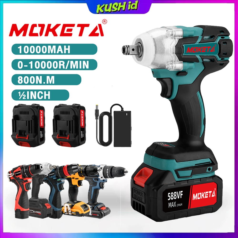MOKETA บล็อกไฟฟ้าไร้สาย ประแจไฟฟ้าไร้สาย สามารถเพิ่มดอกสว่านได้ Brushless Electric Wrench แบต2ก้อน