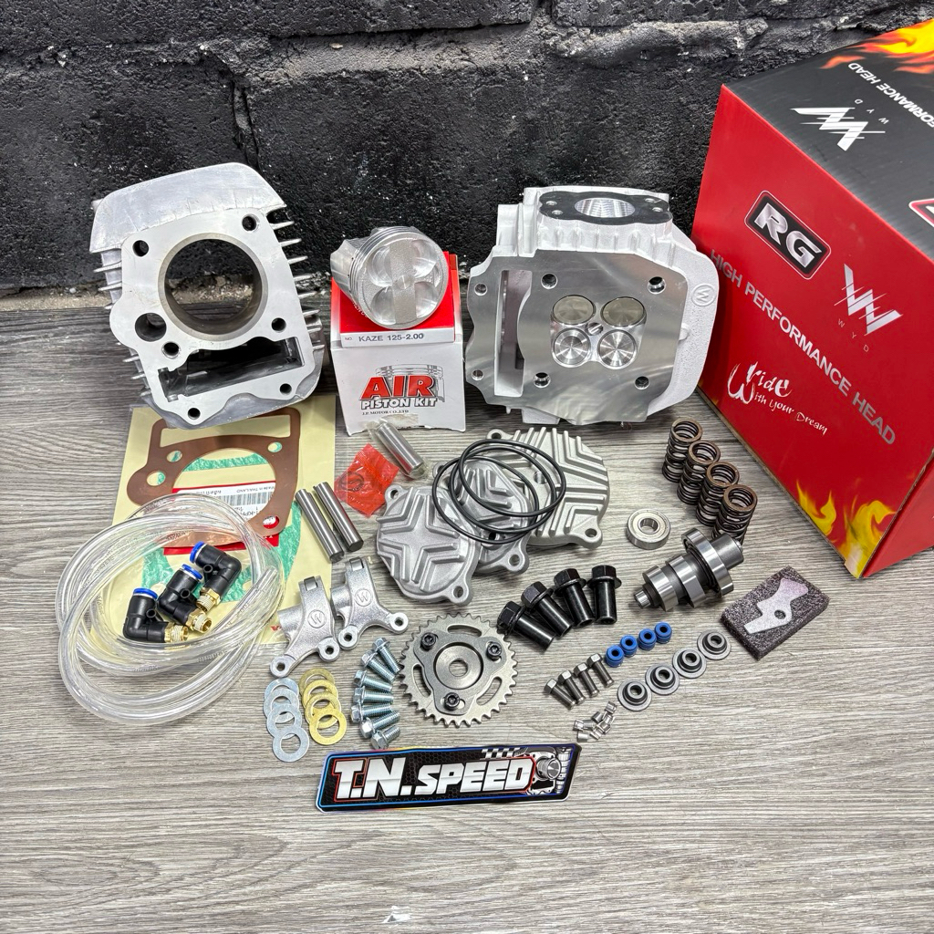 ชุดลูกสูบ AIR ฝา RG 4 วาล์ว w125 ครบชุด ขนาดลูกสูบ 56/57/59/60/61/62/66/67 ใส่เวฟ125คาบู/125i บังลม