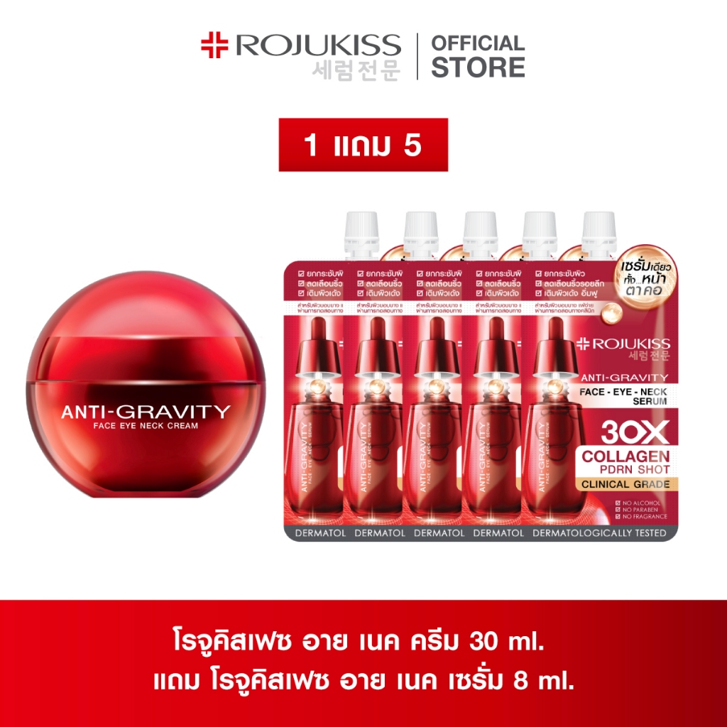 [1 แถม 5] โรจูคิสเฟซ อาย เนค ครีม 30 ml. แถม โรจูคิสเฟซ อาย เนค เซรั่ม 8 ml.
