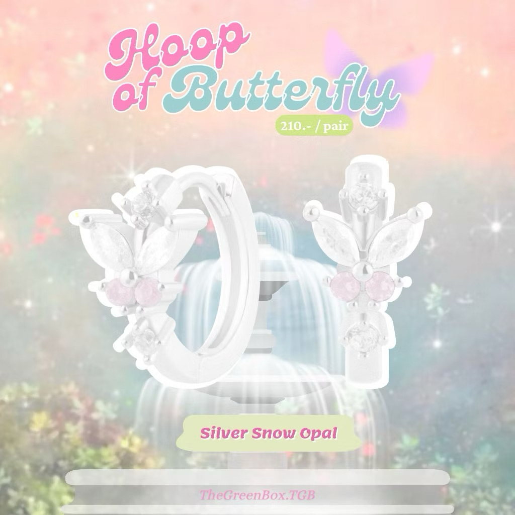 NEW‼️ ต่างหู Hoop of Butterfly Silver Snow Opal (Shop Price 210)