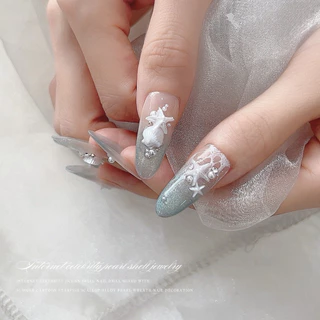 อะไหล่ติดเล็บสัตว์ทะเลสีขาวมุก ตกแต่งตามใจชอบ 50 ชิ้น/ห่อ สินค้าพร้อมส่ง