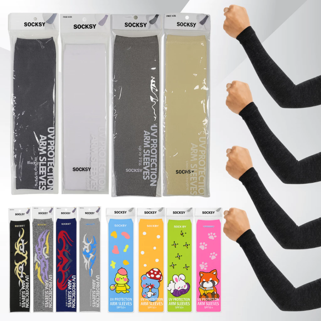 ปลอกแขนกันแดด SOCKSY ยืดหยุ่นได้ดี เนื้อไหมพรมหนา นุ่ม มีหลายสีราคาต่อ 1 คู่