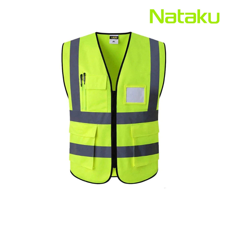 Nataku เสื้อกั๊กสะท้อนแสง เสื้อกั๊กจราจร Reflective Vest น้ำหนักเบา ระบายอากาศได้ดี พร้อมกระเป๋า