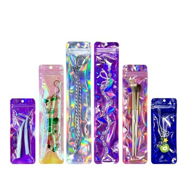 100 Iridescent Holographic Mylar Bags ถุงซิปล็อคฟอยล์เลเซอร์ Self-Sealing Resealable Jewelry Cosmetics & Small items