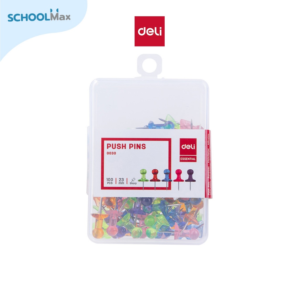 Deli หมุดสีเย็บกระดาษ (1นิ้ว) (100ตัว/กล่อง) No.0030