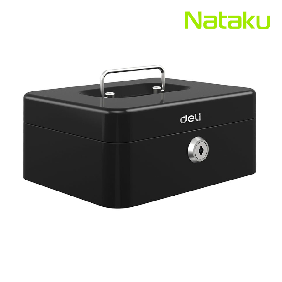 Nataku กล่องเก็บเงิน กล่องนิรภัย กล่องเหล็กเก็บเงิน เซฟนิรภัยแบบพกพา เซฟหิ้ว Cash box ใส่เหรียญ ธนบัตร ของมีค่า มีหูหิ้ว