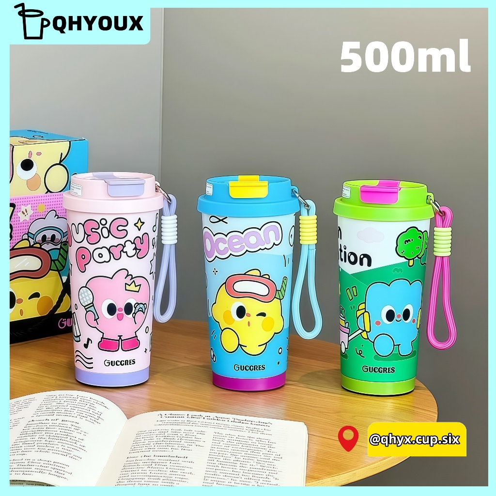 QHYOUX จัดส่งภายในประเทศ 🚚แก้วเก็บความเย็น เคลือบเซรามิก สแตนเลส316 แก้วเก็บอุณหภูมิ500ML