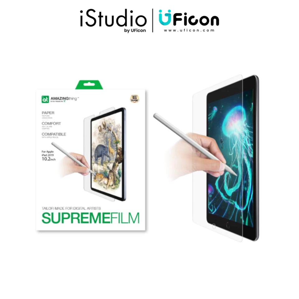 ฟิล์มกันรอย : AMAZINGthing Screen Protector for iPad 7/8/9th Gen  Drawing Film iStudio by UFicon