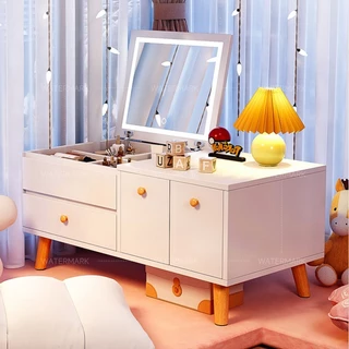 ORANGE โต๊ะเครื่องแป้งสไตล์มินิมอล โต๊ะแต่งหน้า ทรงเตี้ย จกออกเป็นโต๊ะเขียนหนังสือได้