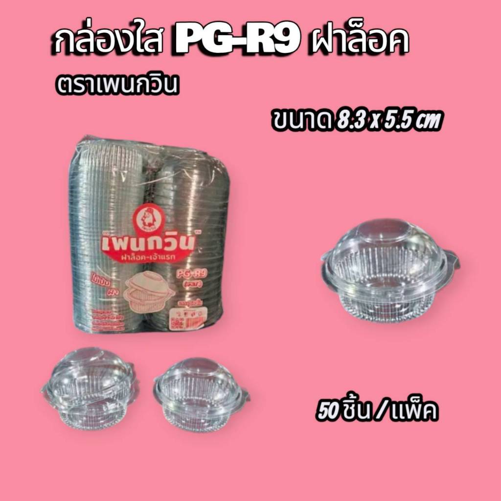PG-R9 กล่องใสฝาล็อค   50 ชิ้น/แพ็ค      ตราเพนกวิน