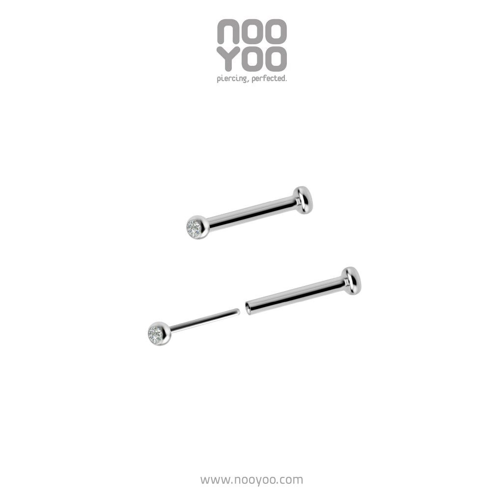 NooYoo ต่างหูสำหรับผิวแพ้ง่าย Titanium Ball with Premium CZ/Titanium TL