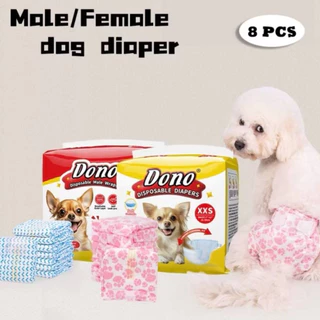 Dono 8 pcs.ผ้าอ้อมและโอบิสุนัข โอบิเเพมเพิสสุนัข เพศผู้ เพศเมีย ผ้าอนามัยสุนัขและแมว