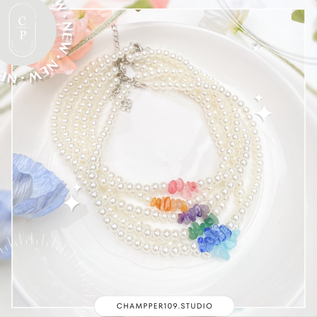 สร้อยไข่มุก🌈 สร้อยไปทะเล🏝️สร้อยหินแท้ 🪨สร้อยมินิมอล งาน handmade สินค้าพร้อมส่ง🚚