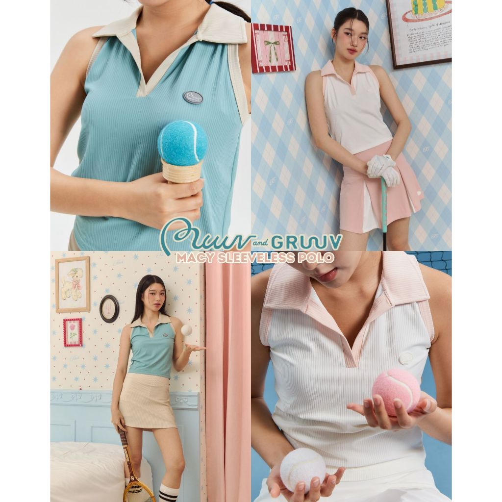 Muuv & Gruuv Macy Sleeveless Polo เสื้อโปโลแขนกุด2สี ผ้าริบระบายอากาศดี