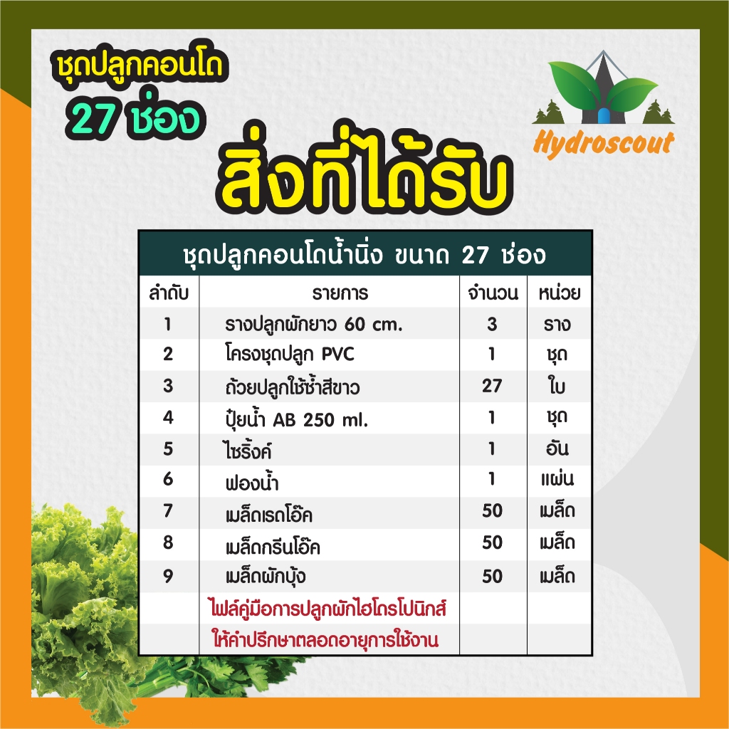 ชุดปลูกคอนโด ระบบน้ำนิ่ง 27 ช่อง by hydroponicgroup รูปที่ 7