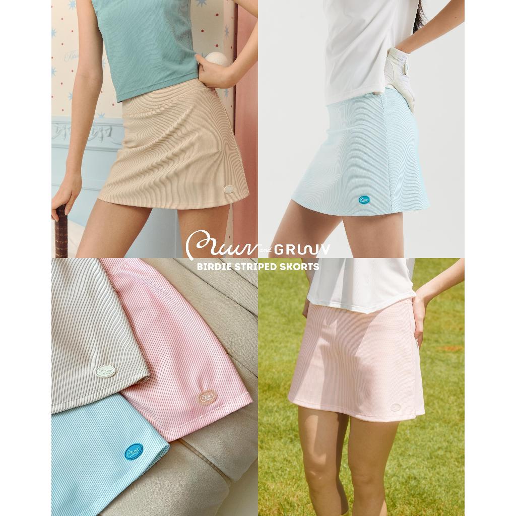 Muuv & Gruuv Birdie Striped Skorts กระโปรงกอล์ฟเทนนิสทรงสอบพร้อมซับใน