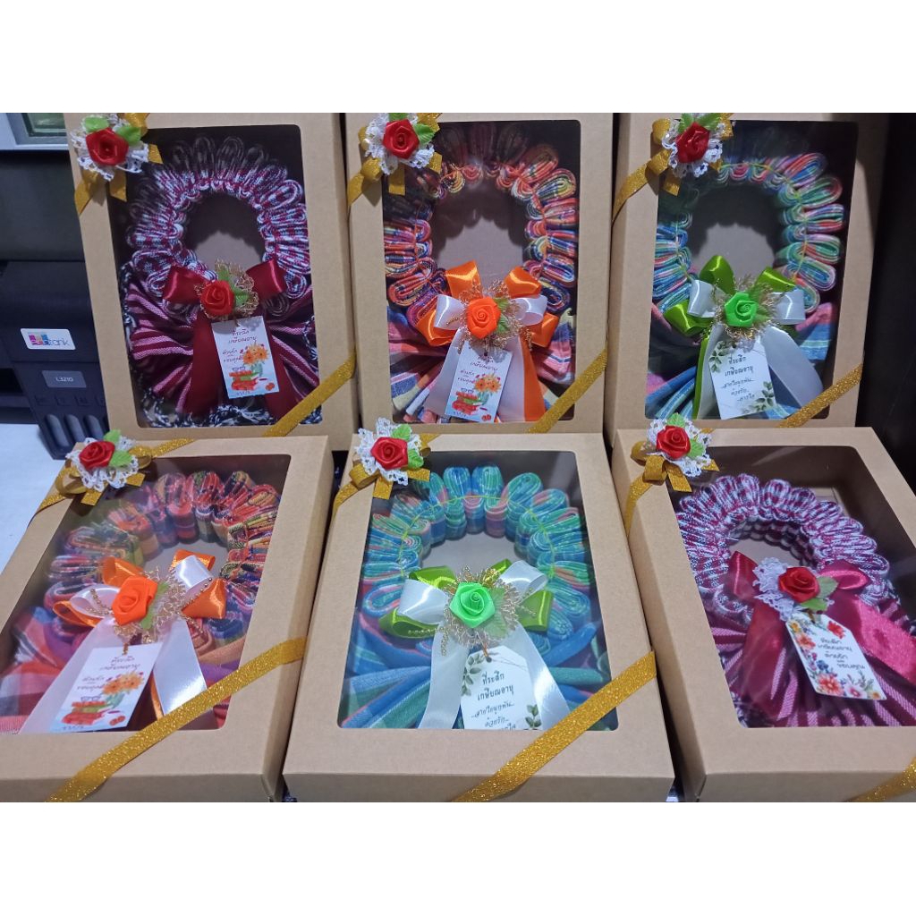 พร้อมส่งพวงมาลัยผ้าขาวม้าป้ายห้อยทุกเทศกาล(กล่อง+ป้ายห้อย+การ์ดขนาดนามบัตร)/งานแฮนด์เมด สั่ง ก่อน 12.00 น.ส่งในวัน