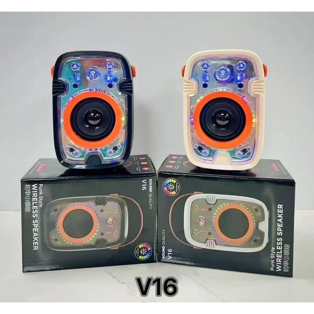 มาใหม่ V16 ! ลำโพงบลูทูธสไตล์ใหม่ ซับวูฟเฟอร์บลูทูธไร้สาย TWS สเตอริโอพร้อมไฟRGB เสียงดี เบสแน่น