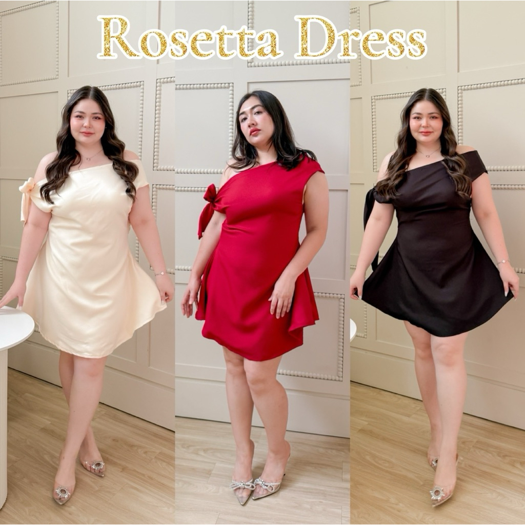 Lady M | Rosetta Dress plussize เดรสสั้นปาดไหล่สุดเซ็กซี่ ไฮโซติดแกลมแบบสุดๆ สาวอวบใส่ออกงานกลางวัน และกลางคืน